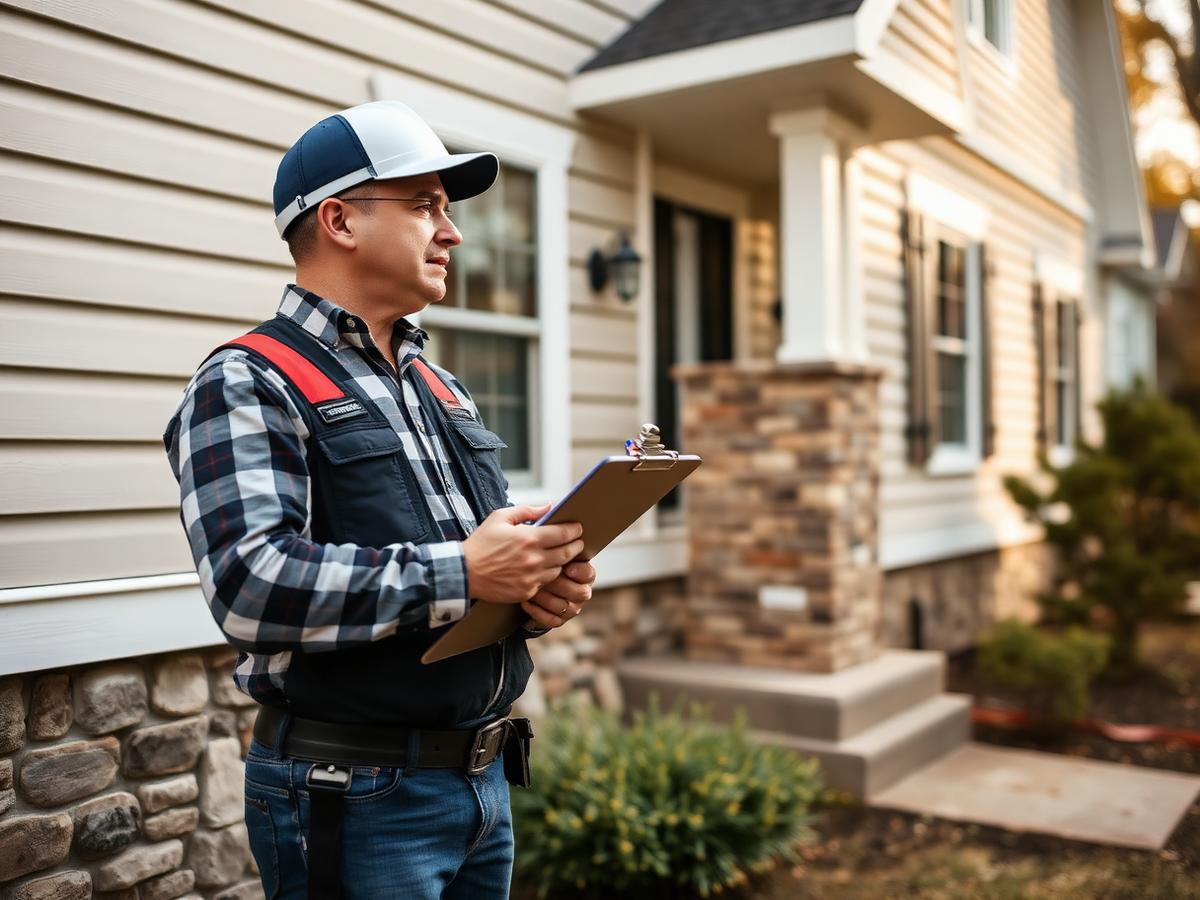 Jones River Construction professional reviewing a home exterior